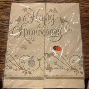 TWO 2 VTG HALLMARK Large Paper Table Cover, HAPPY ANNIVERSARY, 60” X 102”, NEW